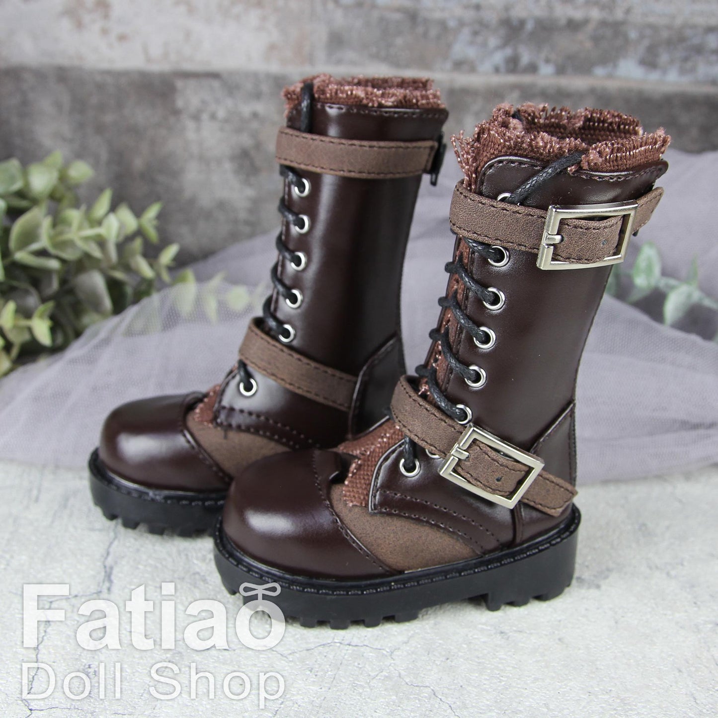 Fatiao - 1/3 BJD SD Supper dollfie Martin Boots Dolls Shoes - Brown (Size 7.5cm)