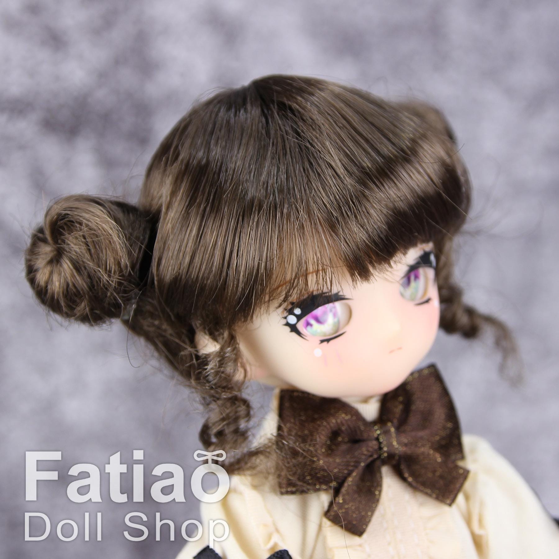 Fatiao - New Dollfie little pullip DAL Nendoroid BJD Dolls Wig - size 4-5" - umber
