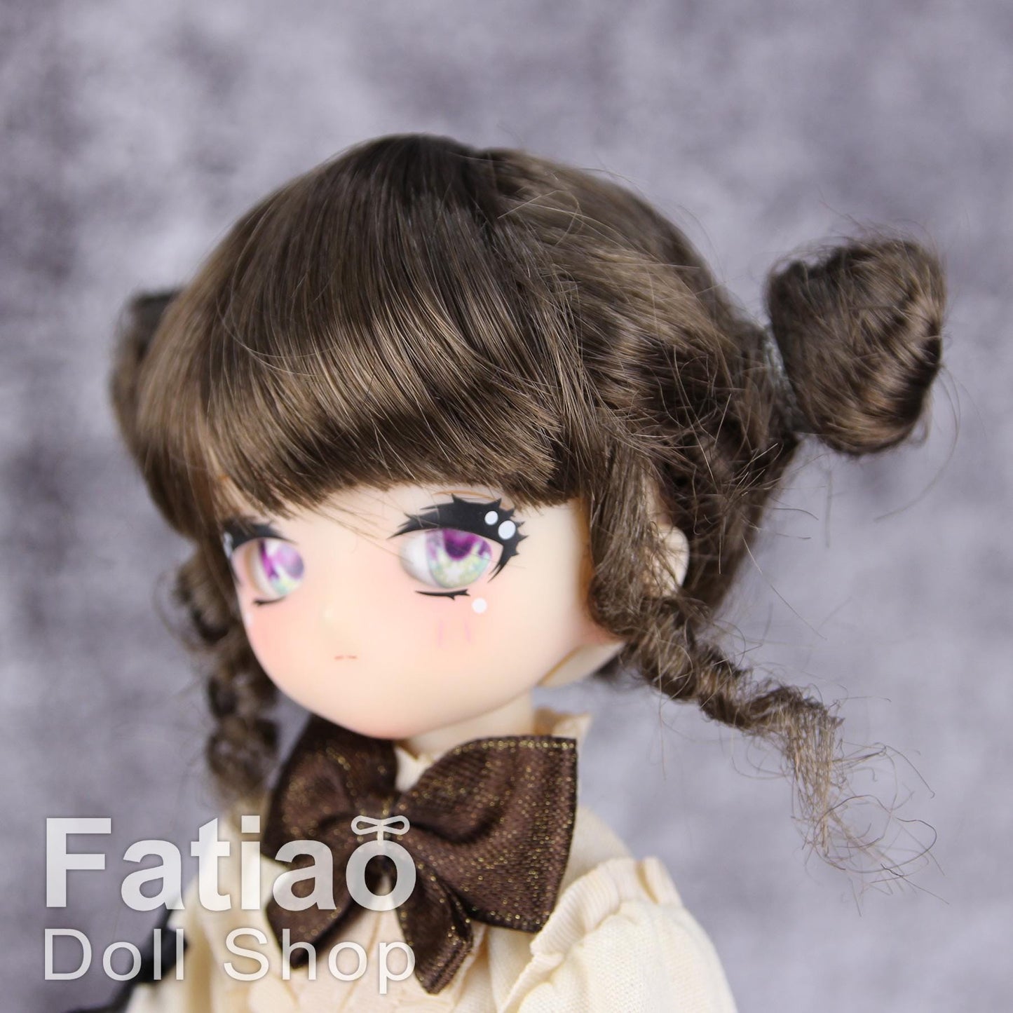 Fatiao - New Dollfie little pullip DAL Nendoroid BJD Dolls Wig - size 4-5" - umber