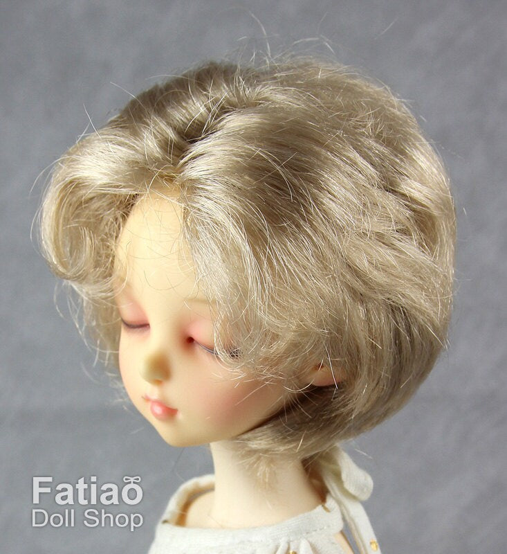 Fatiao - New Dollfie MSD Kaye Wiggs 1/4 BJD Size 7-8 inch - Linen Gold Dolls Wig - SALE